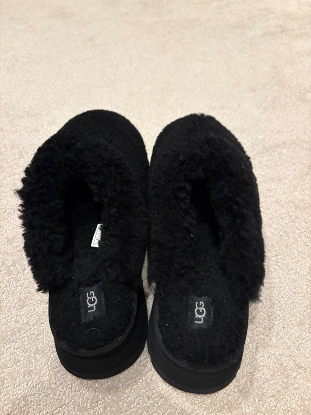 UGG Black Cozy Shearling Slide Mules